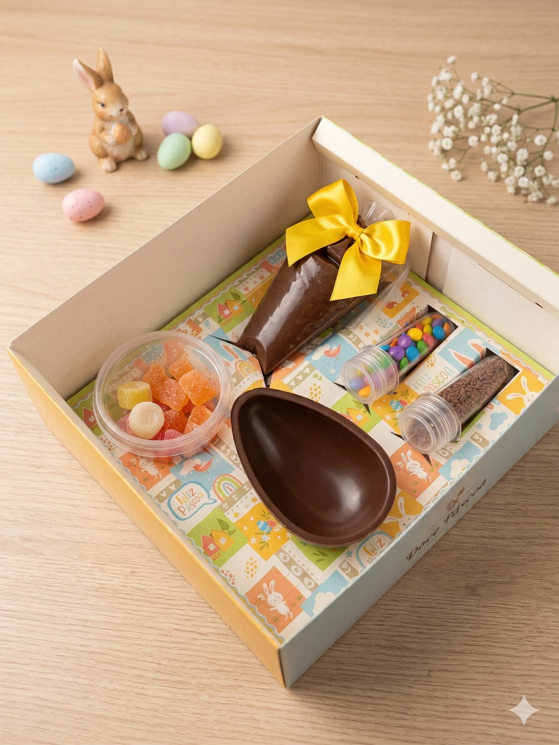Kit confeiteiro de páscoa infantil com quebra-cabeça em Brasília DF
